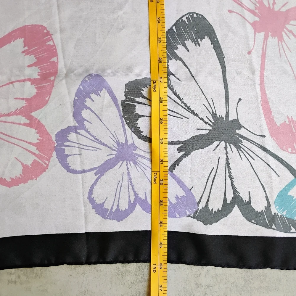 Juicy Couture Butterfly Scarf White Pink Purple Y2K Feminine Whimsical‎ Silk